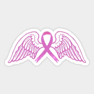 Pink Awareness Ribbon with Angel Wings 2 Sticker